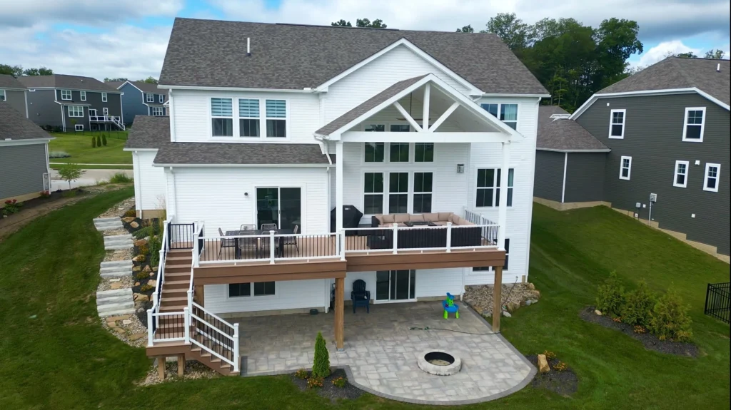 Custom deck built with an excelent deck builders Cleveland cost